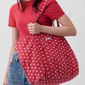 GAP Red and White Polka Dot Tote